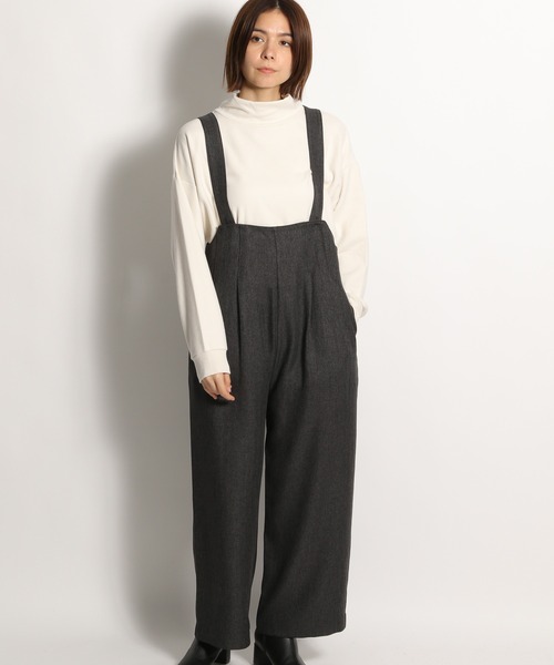 niko and...（ニコアンド）の「ウールライクワイドサロペット（サロペット/オーバーオール・レディース・ベージュ/ブラウン/チャコール・MEDIUM/LARGE）」の2枚目の写真