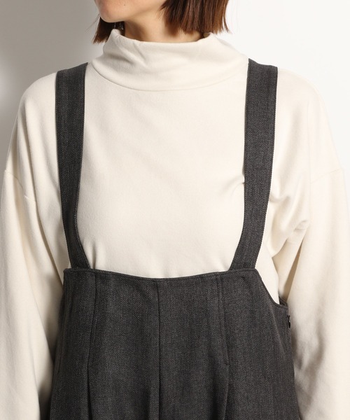 niko and...（ニコアンド）の「ウールライクワイドサロペット（サロペット/オーバーオール・レディース・ベージュ/ブラウン/チャコール・MEDIUM/LARGE）」の4枚目の写真