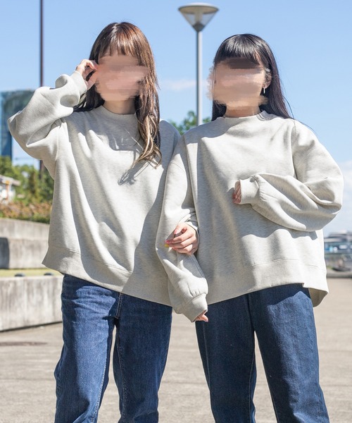 PairPair(ペアペア)の「裏起毛リブ付きプルオーバー(ユニセックス)(スウェット・レディース・オートミール/グレイッシュブルー・MEDIUM/LARGE)」の2枚目の写真