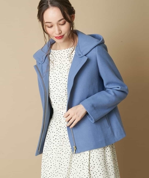 OFUON le MK（オフオンルエムケー）の「フード取り外しショートコート（その他アウター・レディース・ブラック/ブルー/ライトグレー・40/38）」の13枚目の写真