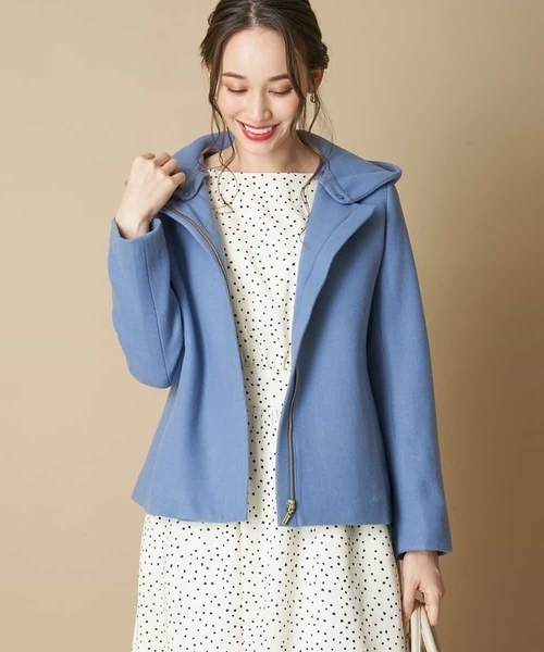 OFUON le MK（オフオンルエムケー）の「フード取り外しショートコート（その他アウター・レディース・ブラック/ブルー/ライトグレー・40/38）」の14枚目の写真