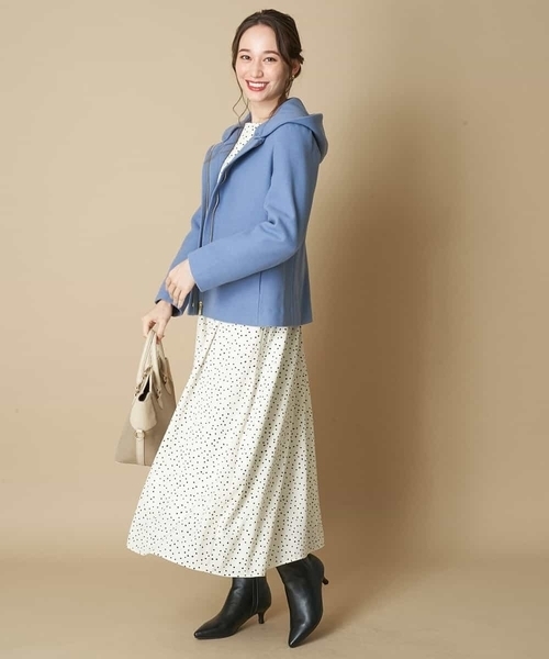 OFUON le MK（オフオンルエムケー）の「フード取り外しショートコート（その他アウター・レディース・ブラック/ブルー/ライトグレー・40/38）」の16枚目の写真