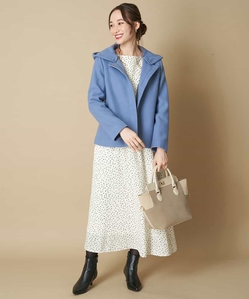 OFUON le MK（オフオンルエムケー）の「フード取り外しショートコート（その他アウター・レディース・ブラック/ブルー/ライトグレー・40/38）」の18枚目の写真