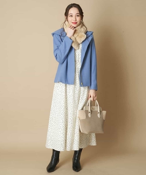 OFUON le MK（オフオンルエムケー）の「フード取り外しショートコート（その他アウター・レディース・ブラック/ブルー/ライトグレー・40/38）」の19枚目の写真