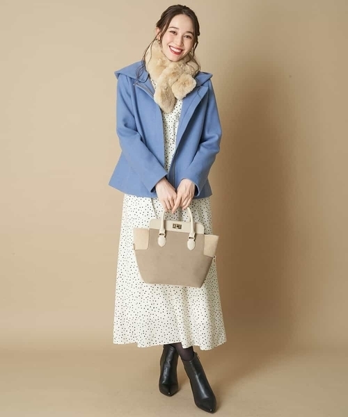 OFUON le MK（オフオンルエムケー）の「フード取り外しショートコート（その他アウター・レディース・ブラック/ブルー/ライトグレー・40/38）」の20枚目の写真