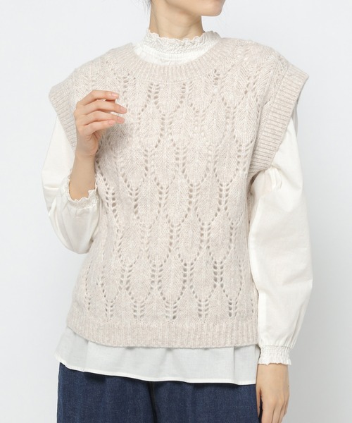 studio CLIP（スタディオクリップ）の「3ゲージリーフ柄ベスト（ベスト・レディース・ブラウン/オフホワイト/カーキ・FREE）」の11枚目の写真