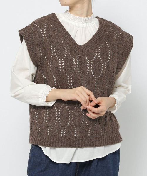 studio CLIP（スタディオクリップ）の「3ゲージリーフ柄ベスト（ベスト・レディース・ブラウン/オフホワイト/カーキ・FREE）」の12枚目の写真