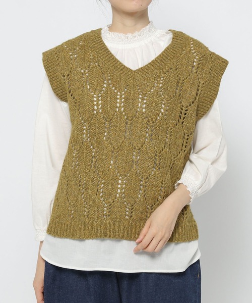 studio CLIP（スタディオクリップ）の「3ゲージリーフ柄ベスト（ベスト・レディース・ブラウン/オフホワイト/カーキ・FREE）」の14枚目の写真