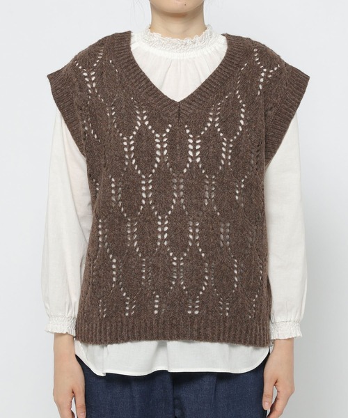 studio CLIP（スタディオクリップ）の「3ゲージリーフ柄ベスト（ベスト・レディース・ブラウン/オフホワイト/カーキ・FREE）」の16枚目の写真