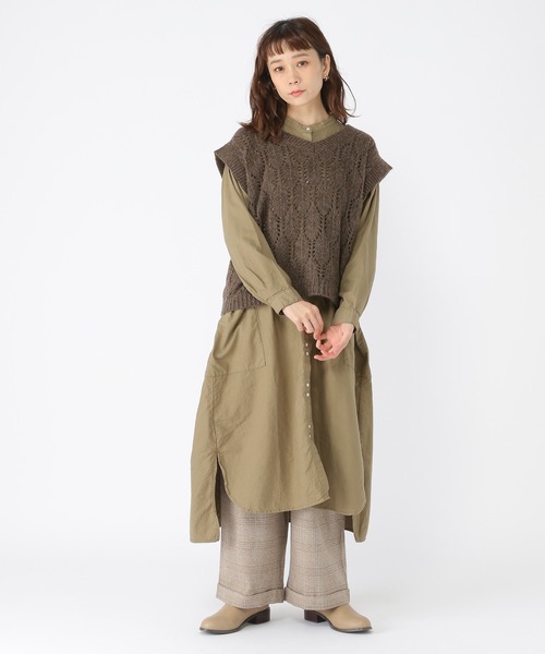 studio CLIP（スタディオクリップ）の「3ゲージリーフ柄ベスト（ベスト・レディース・ブラウン/オフホワイト/カーキ・FREE）」の5枚目の写真