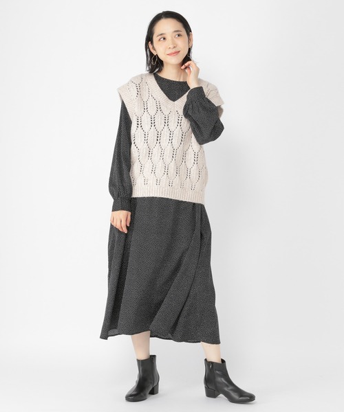 studio CLIP（スタディオクリップ）の「3ゲージリーフ柄ベスト（ベスト・レディース・ブラウン/オフホワイト/カーキ・FREE）」の6枚目の写真