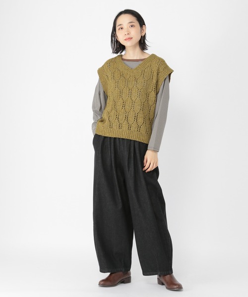 studio CLIP（スタディオクリップ）の「3ゲージリーフ柄ベスト（ベスト・レディース・ブラウン/オフホワイト/カーキ・FREE）」の7枚目の写真