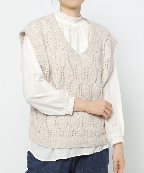 studio CLIP（スタディオクリップ）の「3ゲージリーフ柄ベスト（ベスト・レディース・ブラウン/オフホワイト/カーキ・FREE）」の10枚目の写真