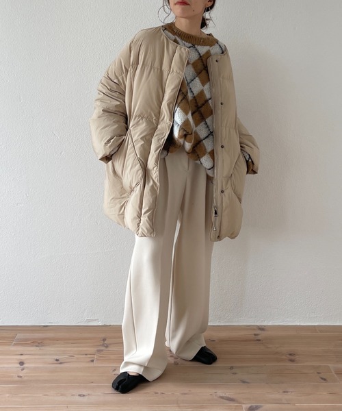 wee9s（ウィークス）の「over size argyle knit / オーバーサイズアーガイルニット（ニット/セーター・レディース・グリーン/ブラウン・FREE）」の10枚目の写真