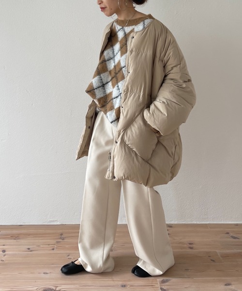 wee9s（ウィークス）の「over size argyle knit / オーバーサイズアーガイルニット（ニット/セーター・レディース・グリーン/ブラウン・FREE）」の12枚目の写真