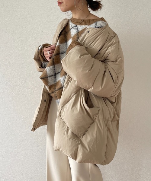 wee9s（ウィークス）の「over size argyle knit / オーバーサイズアーガイルニット（ニット/セーター・レディース・グリーン/ブラウン・FREE）」の11枚目の写真