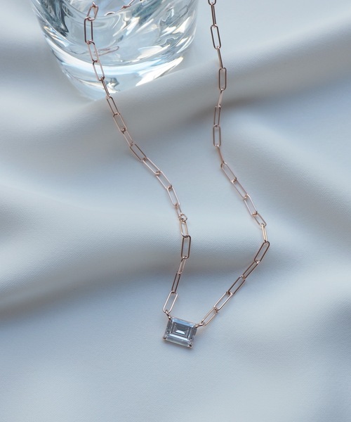 Jenny BY IMMANOEL(ジェニーバイイマノエル)の「silver925 スクエアクリスタルガラスチェーンネックレス(ネックレス・レディース・ゴールド/シルバー/ピンクゴールド・FREE)」の1枚目の写真