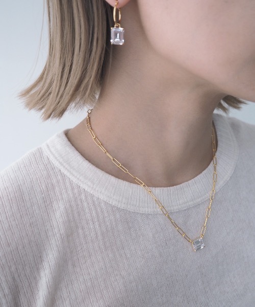Jenny BY IMMANOEL(ジェニーバイイマノエル)の「silver925 スクエアクリスタルガラスチェーンネックレス(ネックレス・レディース・ゴールド/シルバー/ピンクゴールド・FREE)」の6枚目の写真