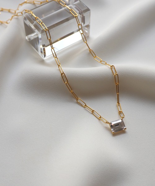 Jenny BY IMMANOEL(ジェニーバイイマノエル)の「silver925 スクエアクリスタルガラスチェーンネックレス(ネックレス・レディース・ゴールド/シルバー/ピンクゴールド・FREE)」の8枚目の写真