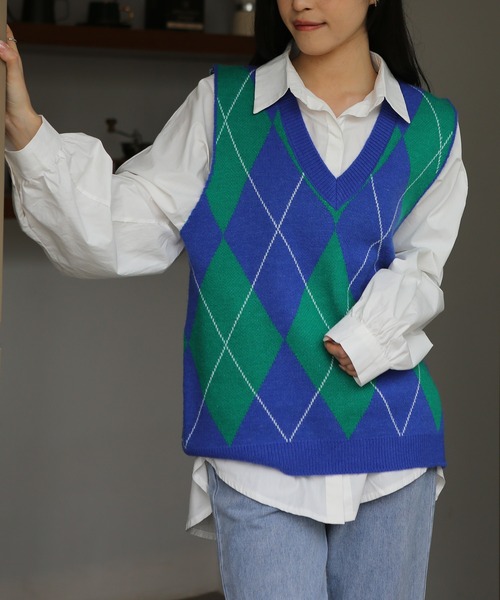 MAISON SPECIAL◆ニットベスト(厚手)/M/ウール/BLU/無地/21222365201 MAISON SPECIAL(メゾンスペシャル) / ニットベスト(厚手)/FREE