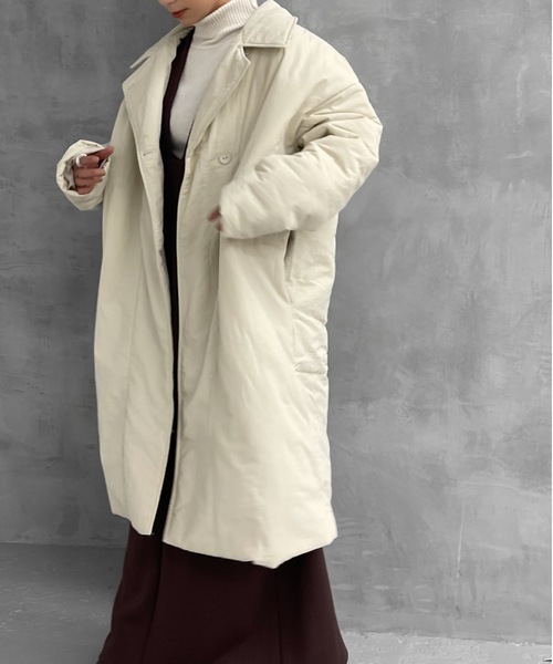 Solace（ソレイス）の「切替中綿ミドルコート（ダウンジャケット/コート・レディース・ブラック/ブルー/アイボリー・FREE）」の2枚目の写真