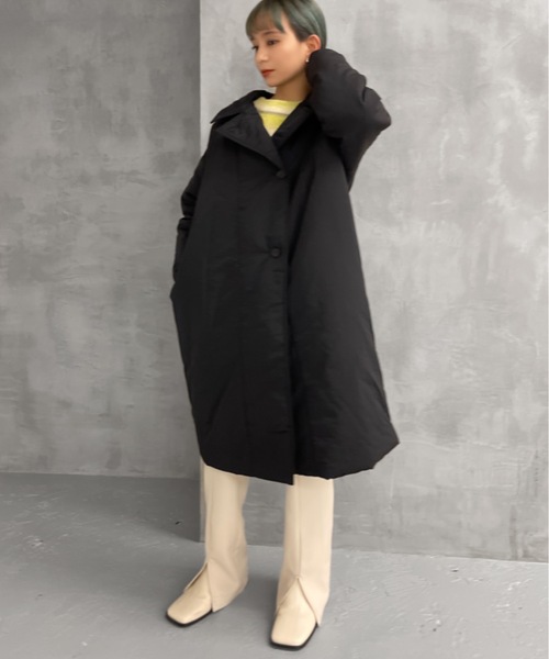 Solace（ソレイス）の「切替中綿ミドルコート（ダウンジャケット/コート・レディース・ブラック/ブルー/アイボリー・FREE）」の4枚目の写真