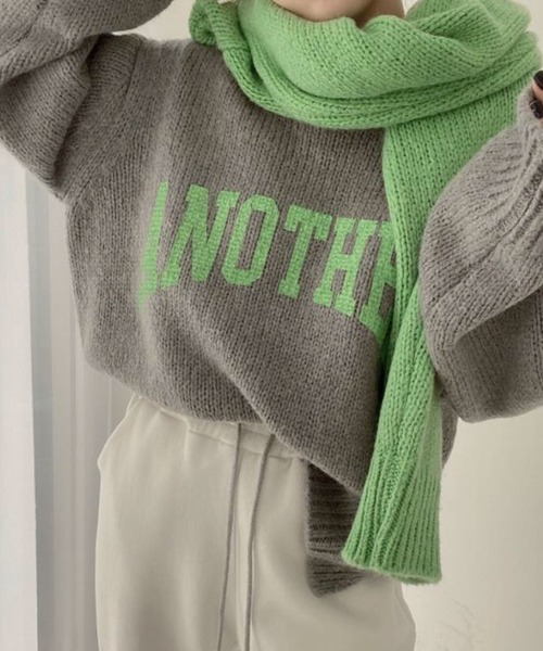 meJane（ミージェーン）の「ビックロゴ ニットプルオーバー（ニット/セーター・レディース・オフホワイト/グレー/モカ/グリーン/ピンク・FREE）」の13枚目の写真