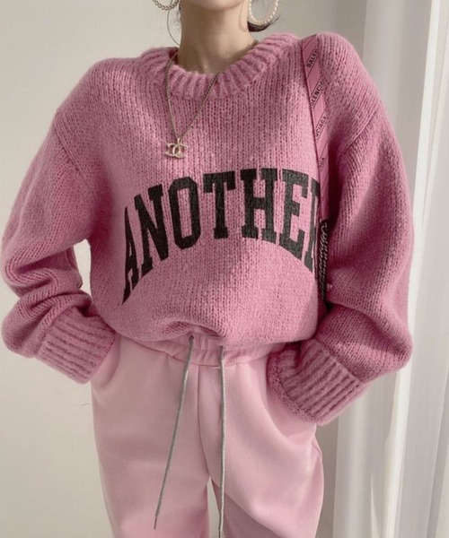 meJane（ミージェーン）の「ビックロゴ ニットプルオーバー（ニット/セーター・レディース・オフホワイト/グレー/モカ/グリーン/ピンク・FREE）」の17枚目の写真