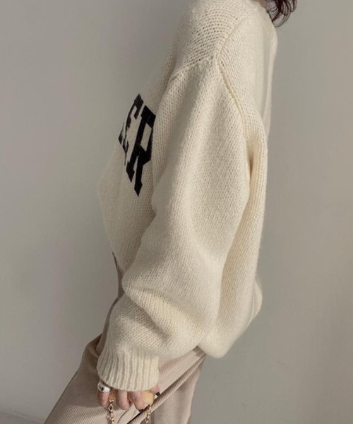 meJane（ミージェーン）の「ビックロゴ ニットプルオーバー（ニット/セーター・レディース・オフホワイト/グレー/モカ/グリーン/ピンク・FREE）」の18枚目の写真