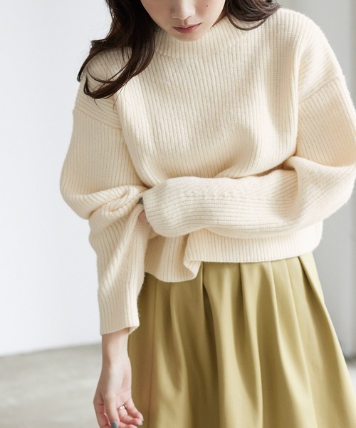 titivate（ティティベイト）の「前後2wayｼｮｰﾄ丈ﾆｯﾄ（ニット/セーター・レディース・アイボリー/ライトグリーン/オレンジ/ブラック・S/M/L）」の2枚目の写真