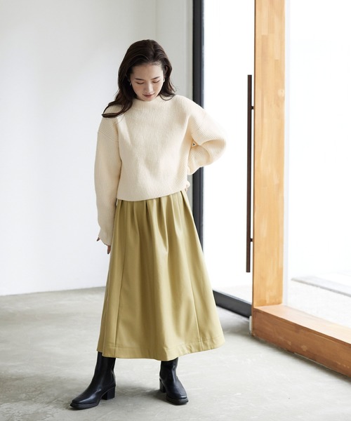 titivate（ティティベイト）の「前後2wayｼｮｰﾄ丈ﾆｯﾄ（ニット/セーター・レディース・アイボリー/ライトグリーン/オレンジ/ブラック・S/M/L）」の8枚目の写真