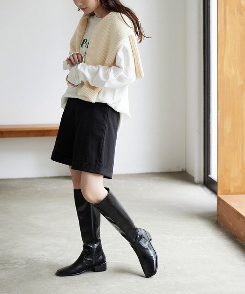 titivate（ティティベイト）の「前後2wayｼｮｰﾄ丈ﾆｯﾄ（ニット/セーター・レディース・アイボリー/ライトグリーン/オレンジ/ブラック・S/M/L）」の10枚目の写真