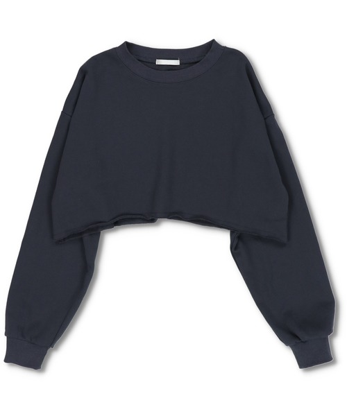 SPINNS（スピンズ）の「ショート丈 カラースウェット（スウェット・レディース・ホワイト/チャコール/グリーン/ブラック/オレンジ/ピンク/パープル/ブルー・ONESIZE）」の3枚目の写真