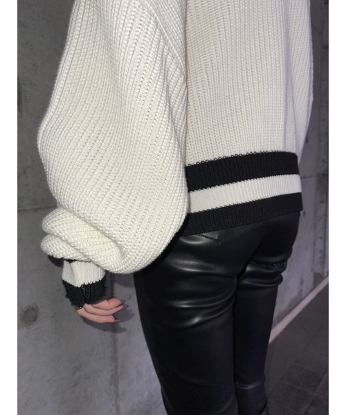 EGOIST（エゴイスト）の「両VラインニットトップスII（ニット/セーター・レディース・ホワイト/ベージュ/オレンジ・FREE）」の16枚目の写真