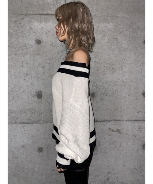 EGOIST（エゴイスト）の「両VラインニットトップスII（ニット/セーター・レディース・ホワイト/ベージュ/オレンジ・FREE）」の17枚目の写真