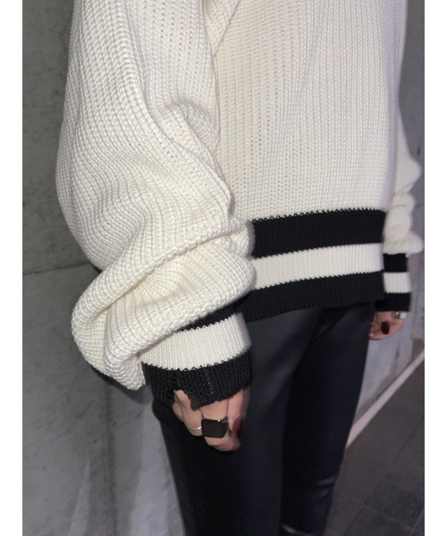 EGOIST（エゴイスト）の「両VラインニットトップスII（ニット/セーター・レディース・ホワイト/ベージュ/オレンジ・FREE）」の21枚目の写真