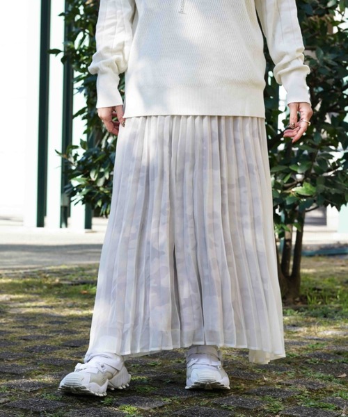 AVIREX（アヴィレックス）の「PLEATED CHIFFON CAMO PRINT  SKIRT/ プリーツシフォンカモプリントスカート（スカート・レディース・その他/DK.Gray/White・FREE）」の13枚目の写真
