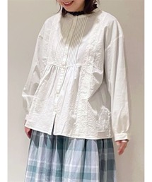 Samansa Mos2 | 刺繍×レース前開きブラウス(シャツ/ブラウス)