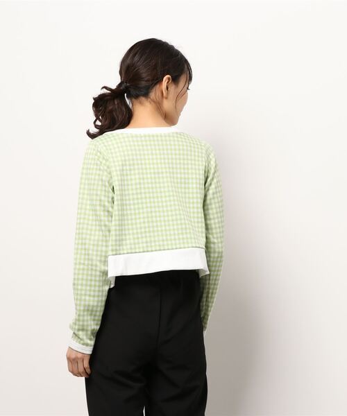 SpRay(スプレイ)の「チェックジャガードカーデアンサンブル(アンサンブル・レディース・ブラック/サックスブルー/ライトグリーン・FREE)」の5枚目の写真