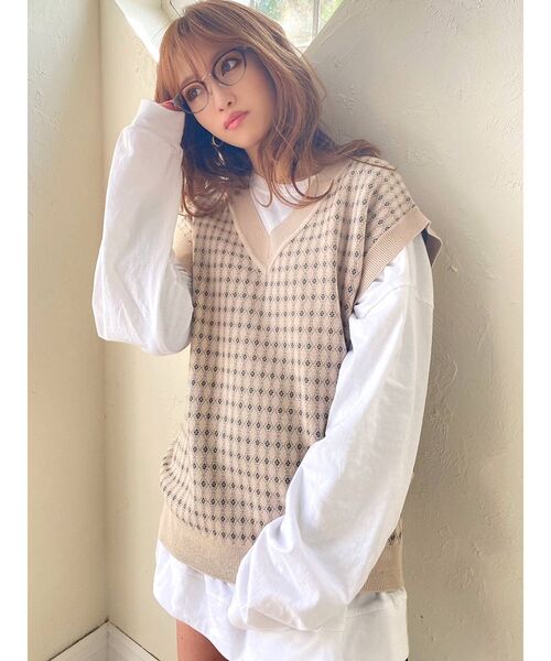 RESEXXY(リゼクシー)の「ルーズニットベスト(ベスト・レディース・ブラック/アイボリー/ベージュ・FREE)」の15枚目の写真