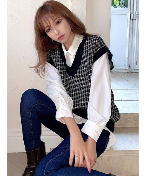 RESEXXY(リゼクシー)の「ルーズニットベスト(ベスト・レディース・ブラック/アイボリー/ベージュ・FREE)」の12枚目の写真