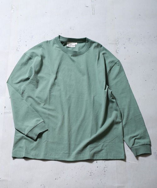 SPINNS(スピンズ)の「オーバーサイズ ロンT 無地 長袖 ロング丈Tシャツ(Tシャツ/カットソー・メンズ・ホワイト/ブラウン/ミント・ONESIZE)」の5枚目の写真