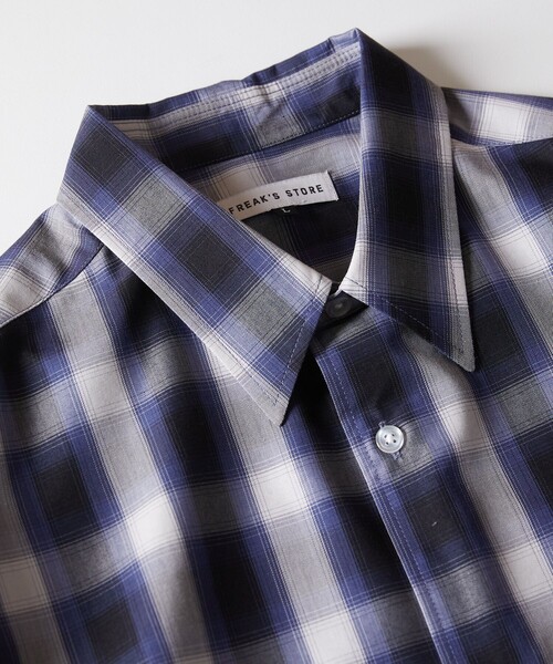 FREAK'S STORE（フリークスストア）の「WEB限定 Relax Fit リラックスフィット ショートスリーブ レギュラーカラーチェックシャツ/オンブレチェック（シャツ/ブラウス・メンズ・ブルー系1/ネイビー/ブルー系2/ピンク/ブラック・LARGE/SMALL/MEDIUM）」の7枚目の写真