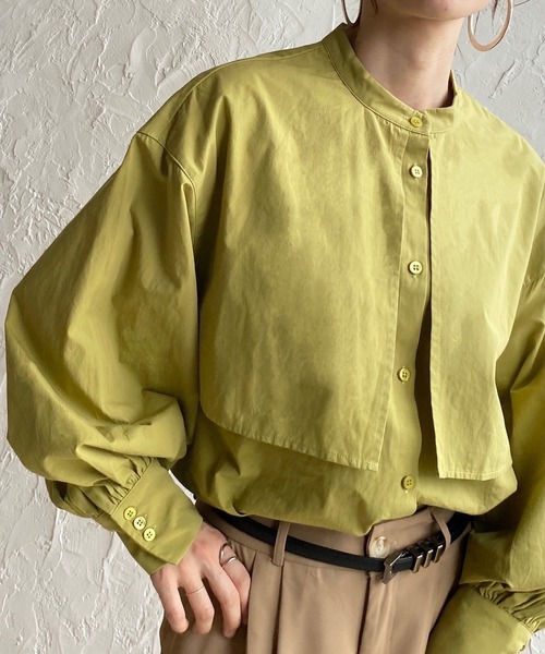 She's Closet(シーズクローゼット)の「バンドカラーボリュームスリーブ長袖ブロードケープシャツ(シャツ/ブラウス・レディース・ホワイト/ブラック/ベージュ/ブルー/ピンク/パープル/モカ/オリーブ・FREE)」の5枚目の写真