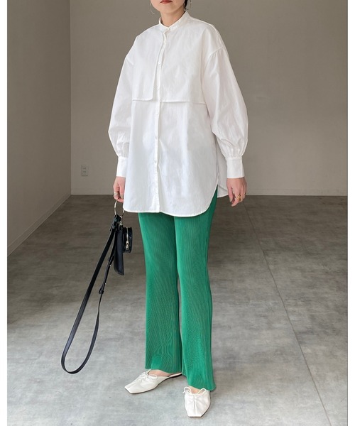 She's Closet(シーズクローゼット)の「バンドカラーボリュームスリーブ長袖ブロードケープシャツ(シャツ/ブラウス・レディース・ホワイト/ブラック/ベージュ/ブルー/ピンク/パープル/モカ/オリーブ・FREE)」の21枚目の写真