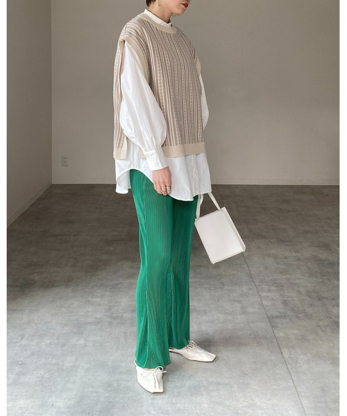 She's Closet(シーズクローゼット)の「バンドカラーボリュームスリーブ長袖ブロードケープシャツ(シャツ/ブラウス・レディース・ホワイト/ブラック/ベージュ/ブルー/ピンク/パープル/モカ/オリーブ・FREE)」の20枚目の写真