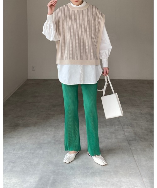 She's Closet(シーズクローゼット)の「バンドカラーボリュームスリーブ長袖ブロードケープシャツ(シャツ/ブラウス・レディース・ホワイト/ブラック/ベージュ/ブルー/ピンク/パープル/モカ/オリーブ・FREE)」の19枚目の写真