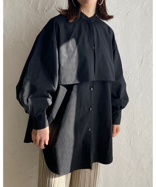 She's Closet(シーズクローゼット)の「バンドカラーボリュームスリーブ長袖ブロードケープシャツ(シャツ/ブラウス・レディース・ホワイト/ブラック/ベージュ/ブルー/ピンク/パープル/モカ/オリーブ・FREE)」の17枚目の写真