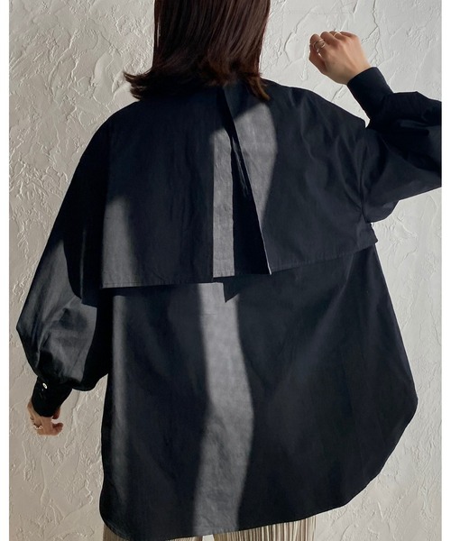 She's Closet(シーズクローゼット)の「バンドカラーボリュームスリーブ長袖ブロードケープシャツ(シャツ/ブラウス・レディース・ホワイト/ブラック/ベージュ/ブルー/ピンク/パープル/モカ/オリーブ・FREE)」の15枚目の写真