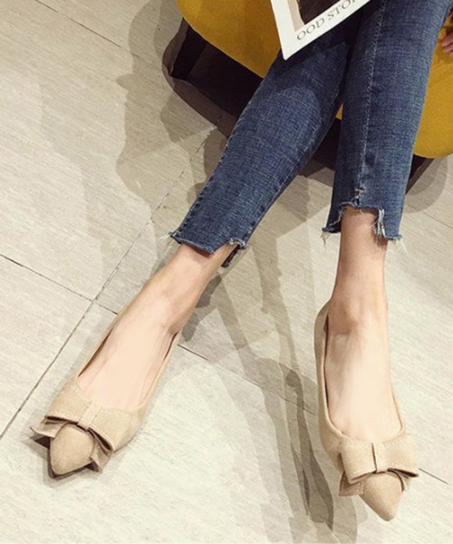 STYLEBLOCK(スタイルブロック)の「リボン付きフラットパンプス(パンプス・レディース・ブラック/ベージュ系その他・39/37/38/36/40/35)」の1枚目の写真